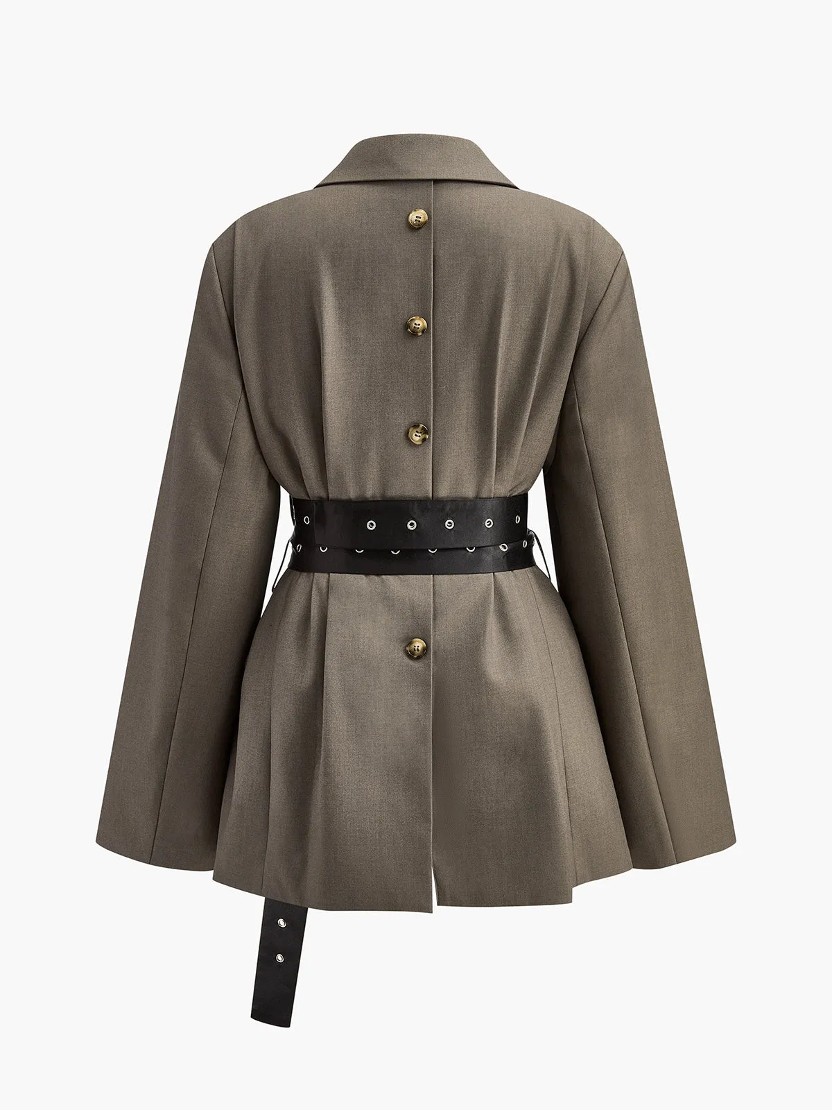 Retro Button Blazer With Belt sold by COMMENSE product image thumbnail 4