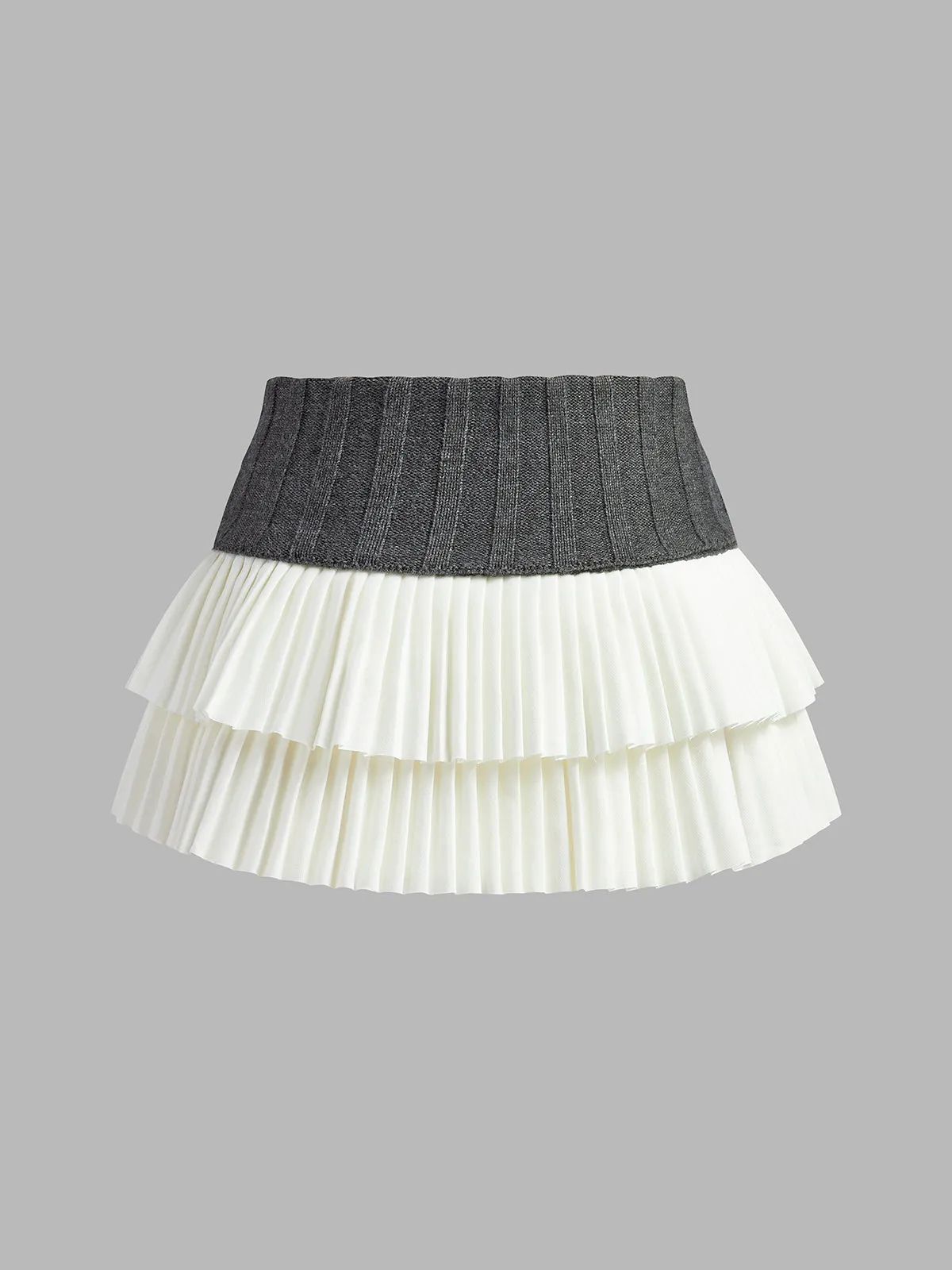Two-Tone Pleated Mini Skirt sold by COMMENSE product image thumbnail 3