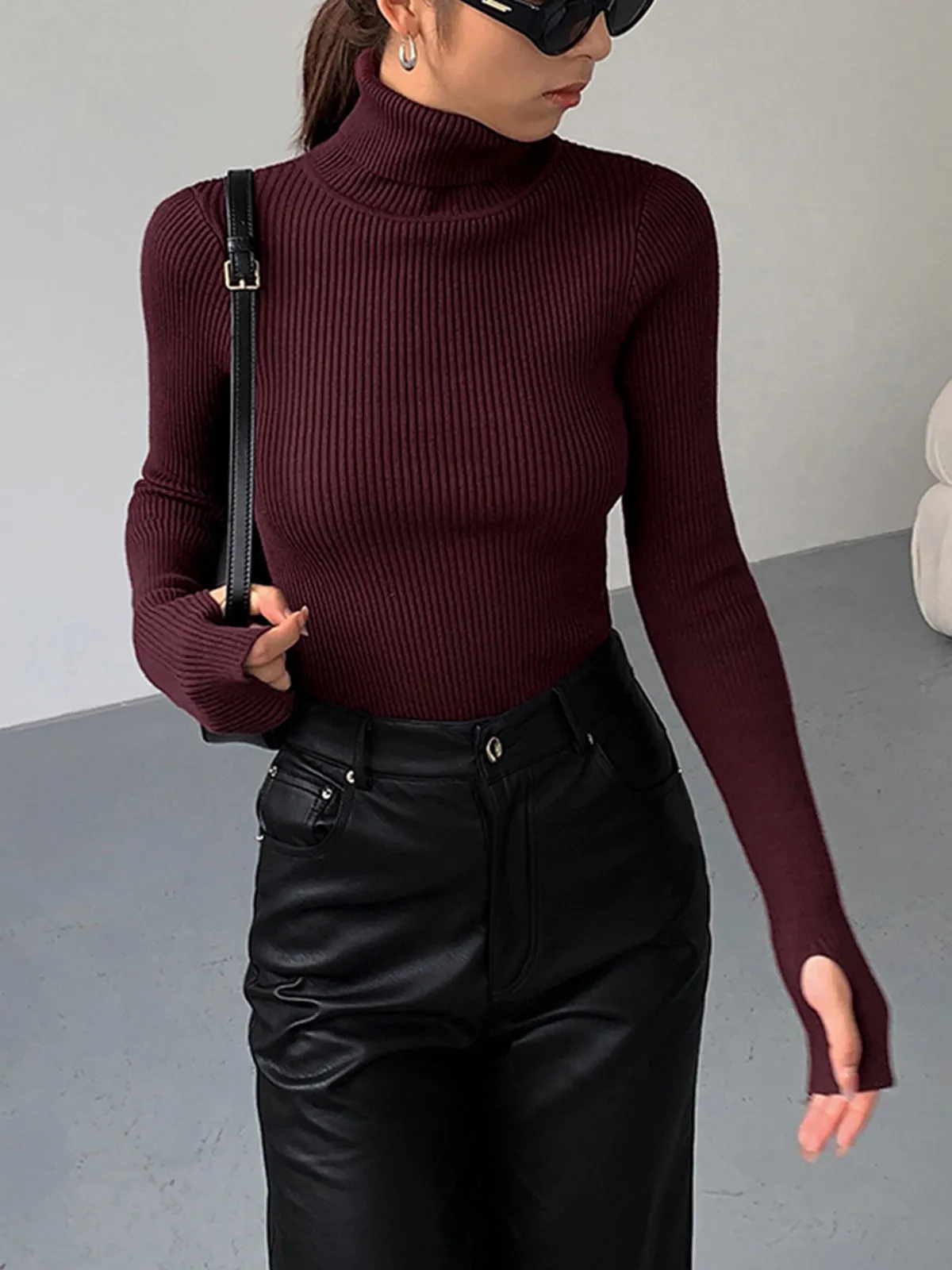 Minimalist Turtleneck Slim Knit Top sold by COMMENSE product image thumbnail 4