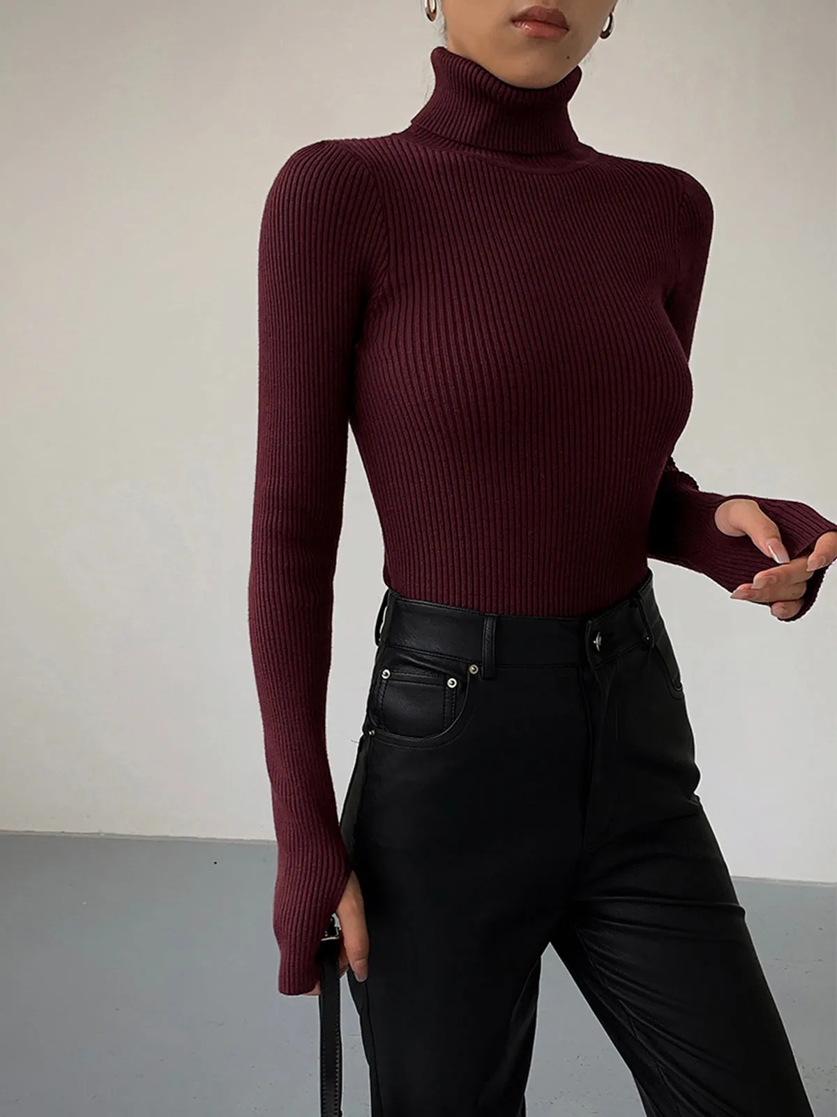 Minimalist Turtleneck Slim Knit Top sold by COMMENSE product image thumbnail 5