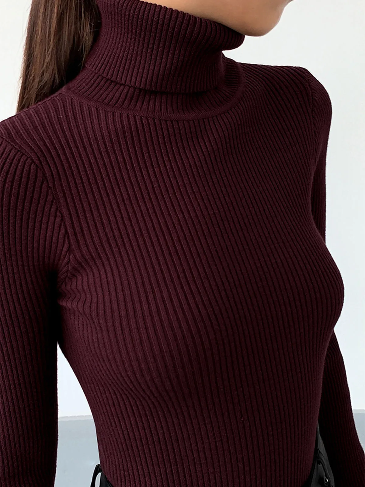 Minimalist Turtleneck Slim Knit Top sold by COMMENSE product image thumbnail 2