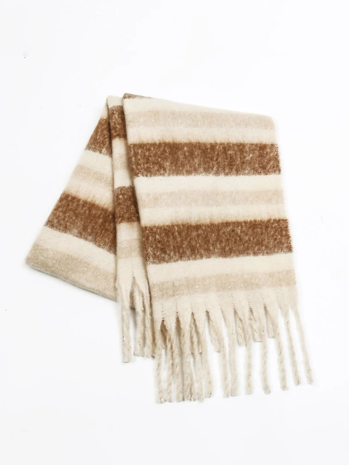 Color Block Striped Tassel Scarf sold by COMMENSE product image thumbnail 2