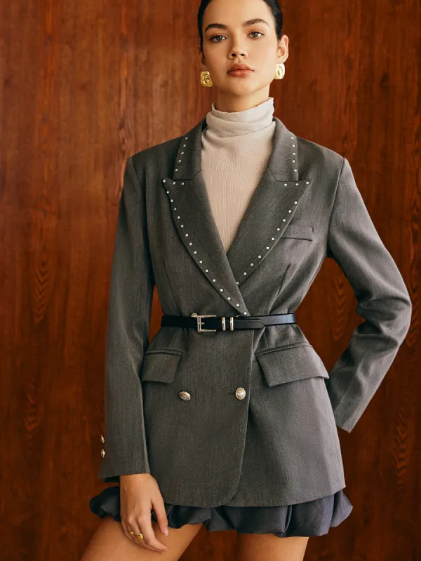 Beaded-Decor Blazer Without Belt sold by COMMENSE