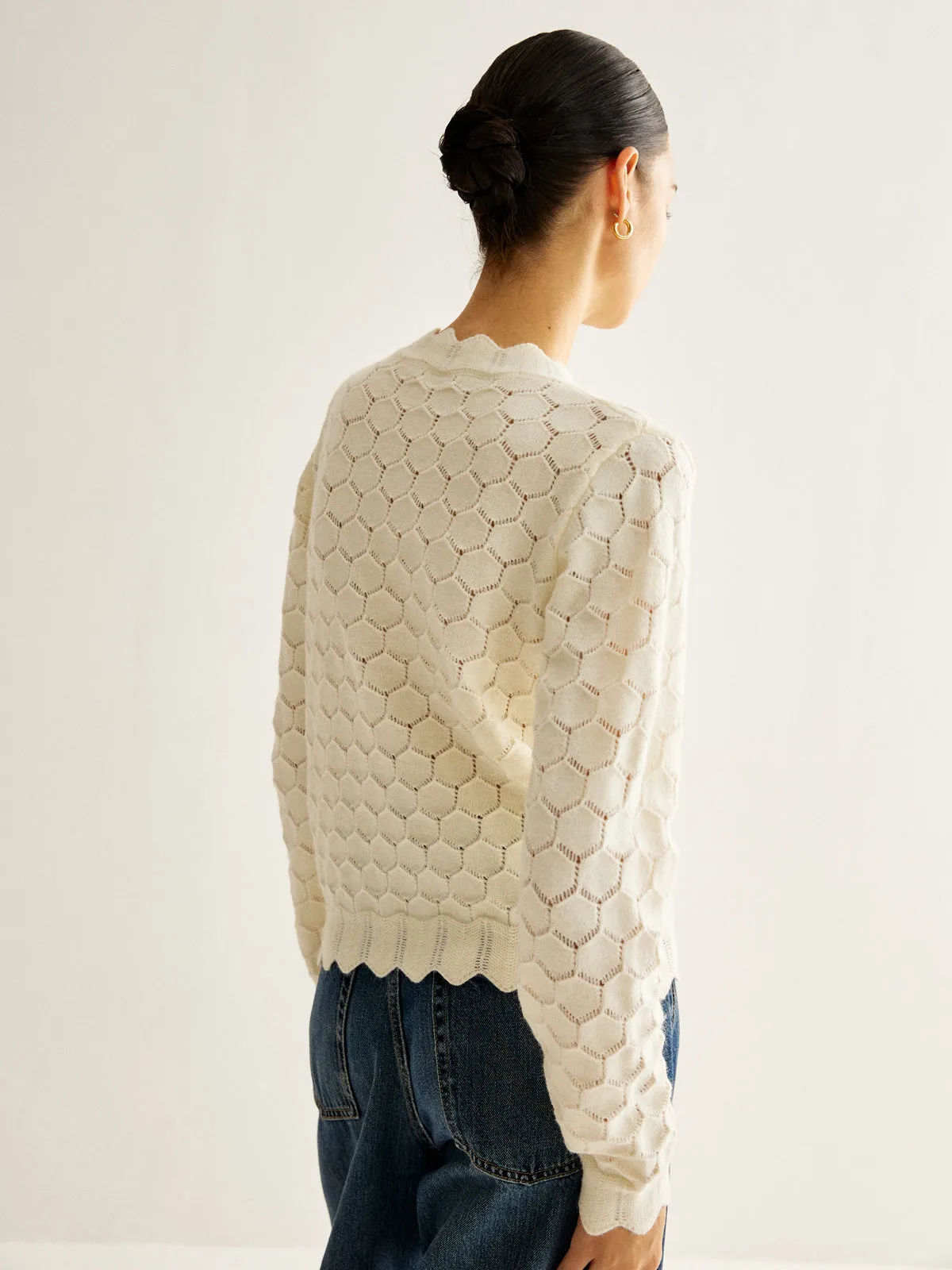 Wave Trim Hollow Out Cardigan sold by COMMENSE product image thumbnail 2
