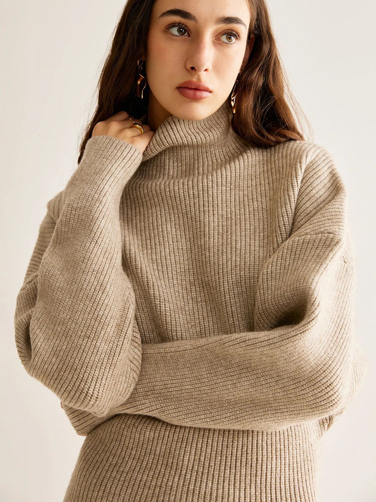 Wool-Blend Turtleneck Sweater Without Belt sold by COMMENSE product image thumbnail 3