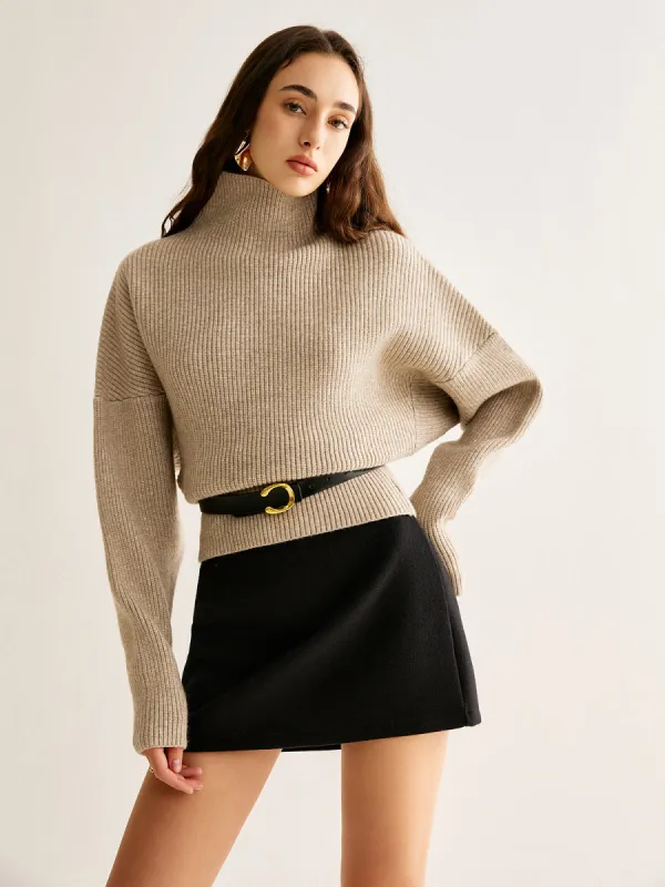 Wool-Blend Turtleneck Sweater Without Belt sold by COMMENSE