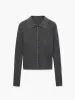 Ribbed Skinny Lapel Knit Top sold by COMMENSE