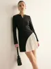 Two-Tone Pleated Short Dress sold by COMMENSE