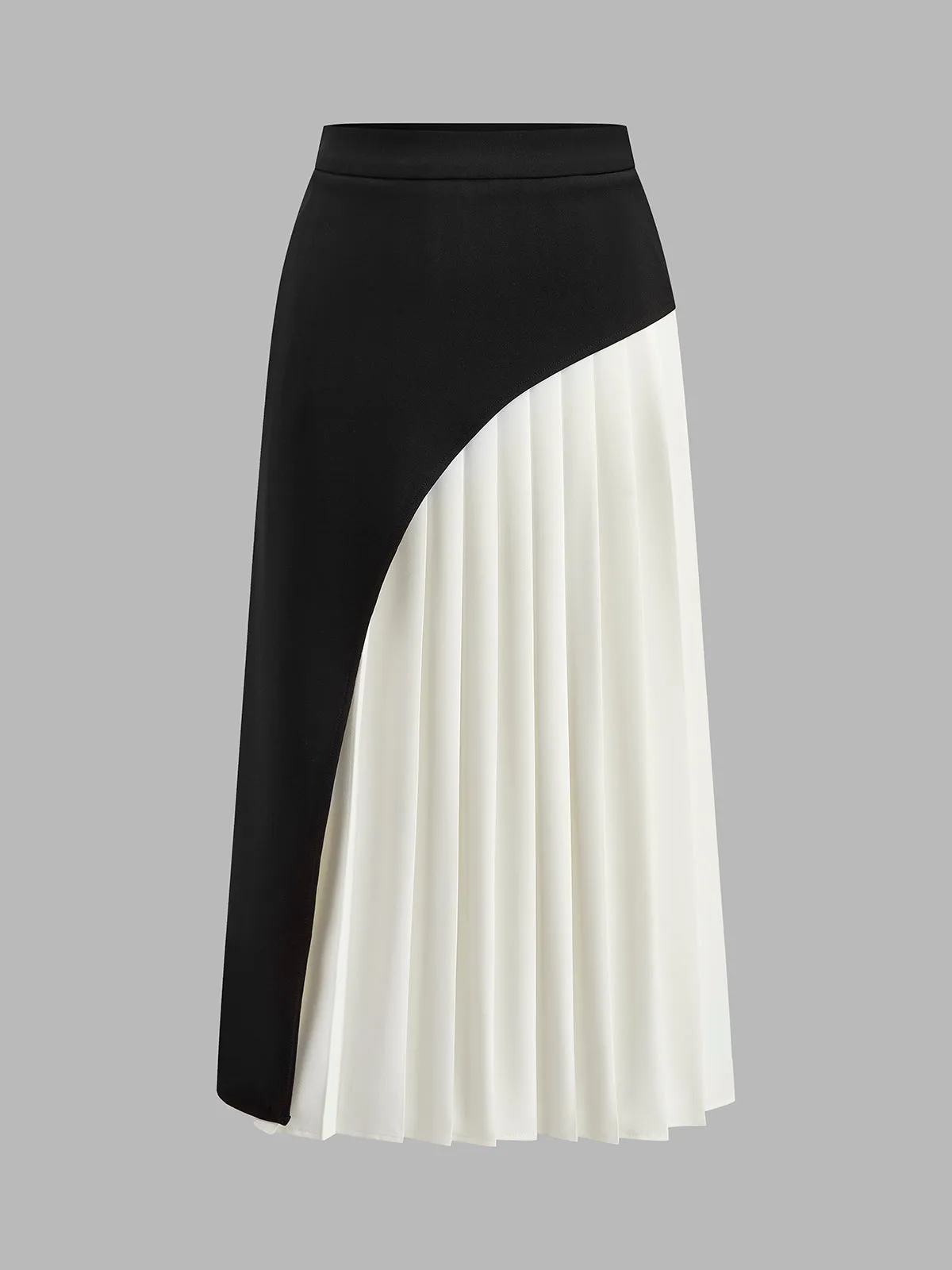 Two-Tone Pleated Midi Skirt sold by COMMENSE product image thumbnail 2