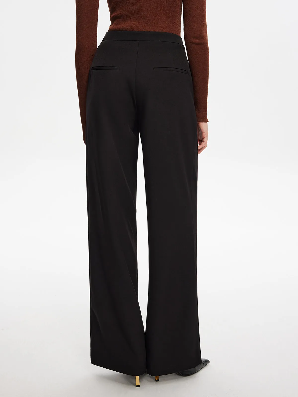Metal-Button Pleated Straight Pants sold by COMMENSE product image thumbnail 5