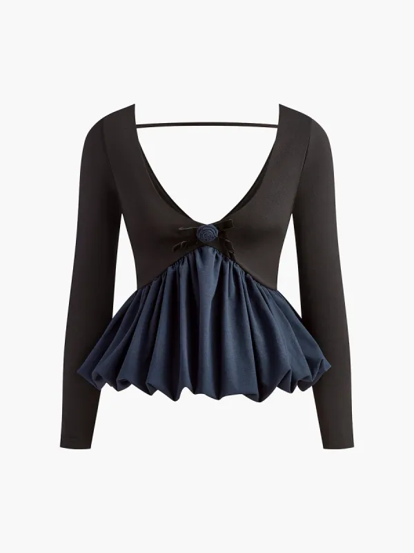 Backless Bud Waist Blouse sold by COMMENSE