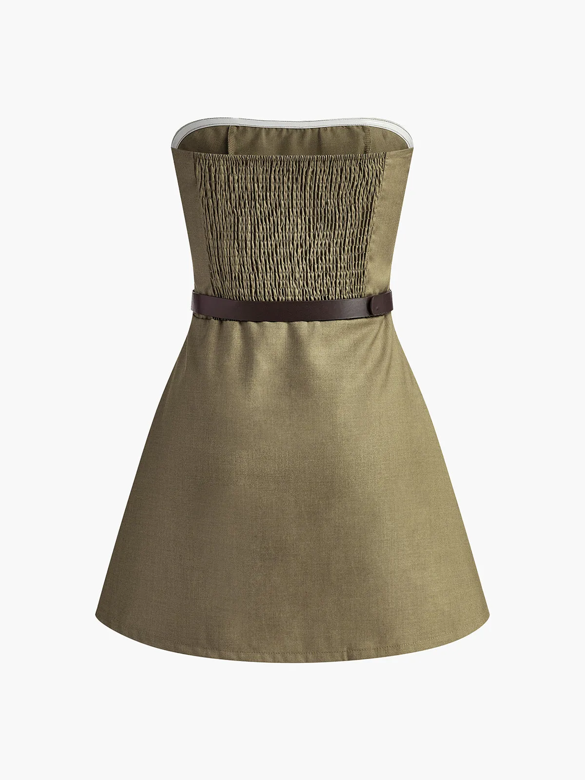 Shirred Pleated Tube Dress With Belt sold by COMMENSE product image thumbnail 3