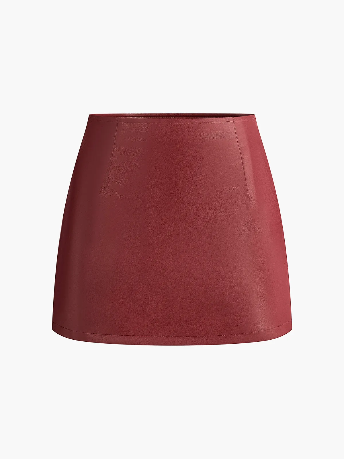 A-Line Faux Leather Mini Skirt sold by COMMENSE