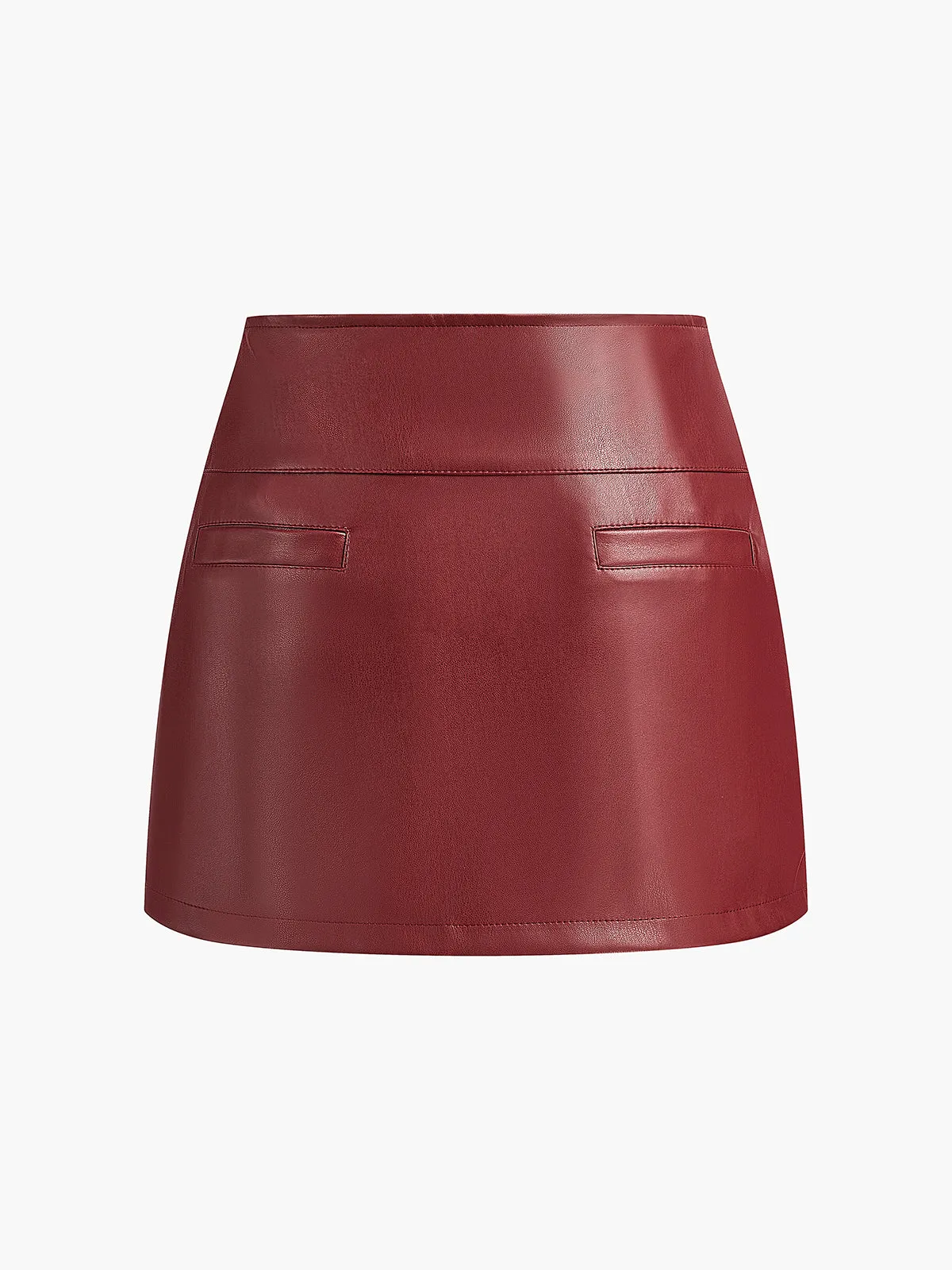A-Line Faux Leather Mini Skirt sold by COMMENSE product image thumbnail 2
