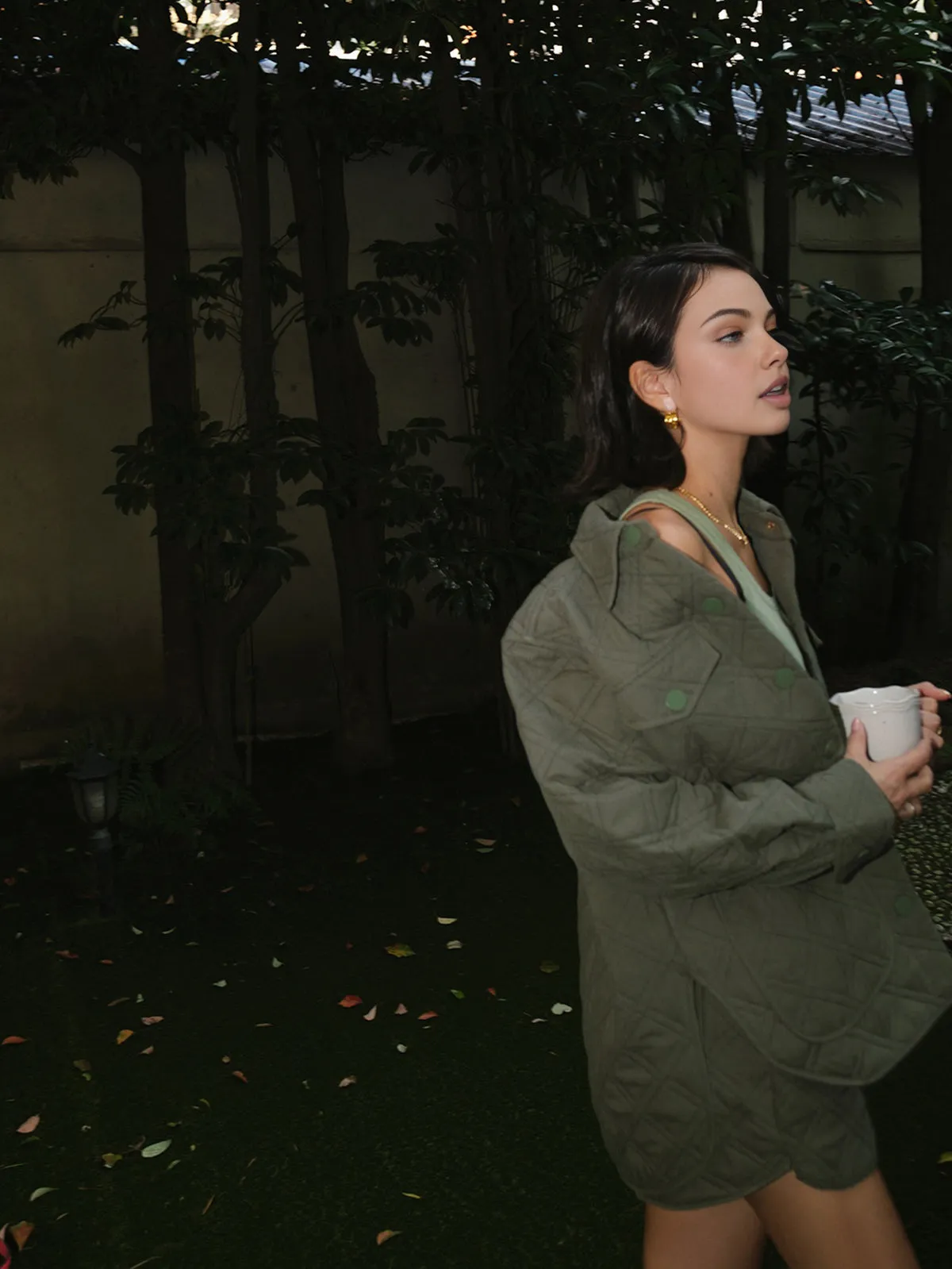 Cotton Diamond-Pattern Lapel Winter Coat sold by COMMENSE product image thumbnail 3