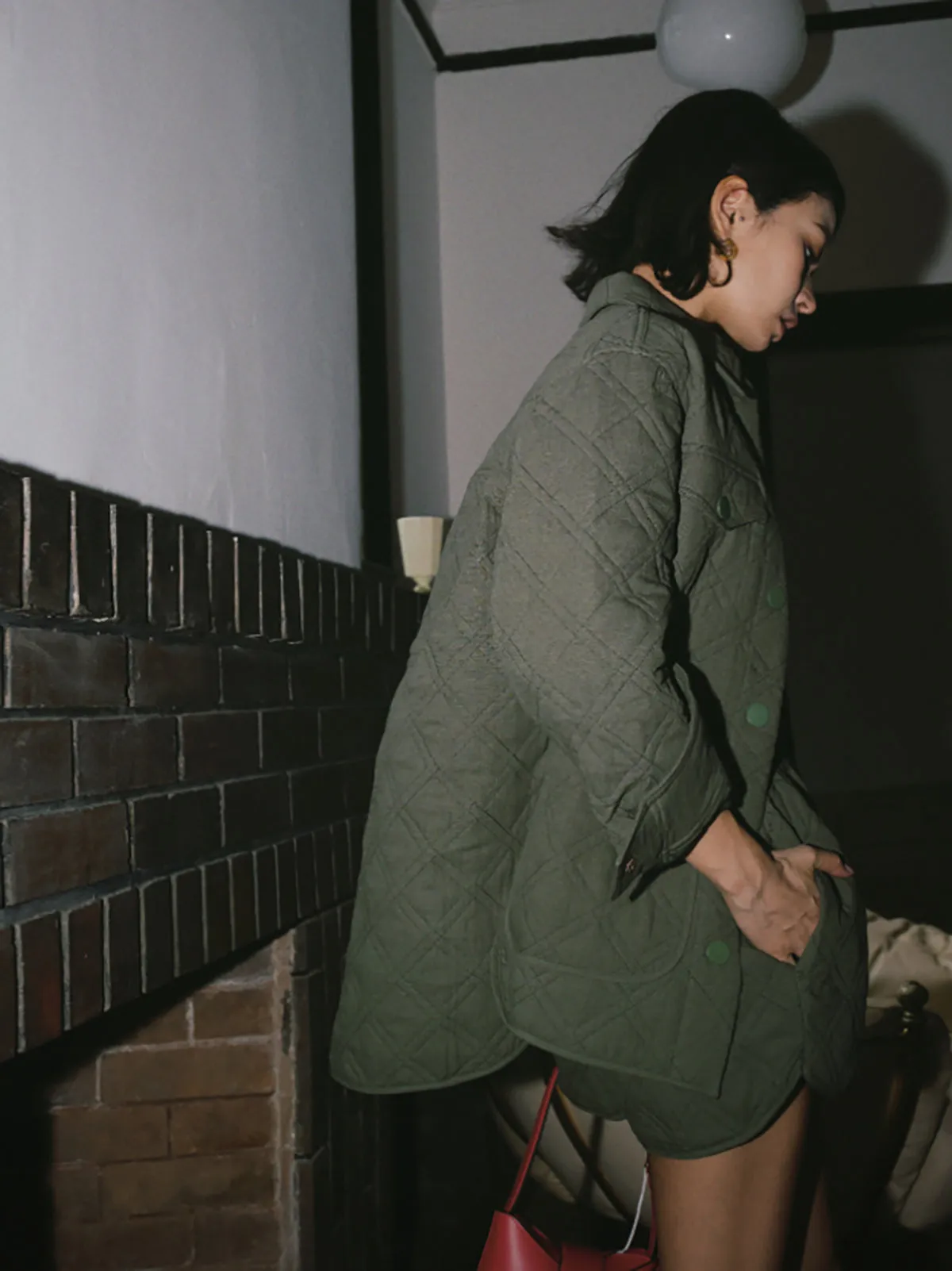 Cotton Diamond-Pattern Lapel Winter Coat sold by COMMENSE product image thumbnail 4