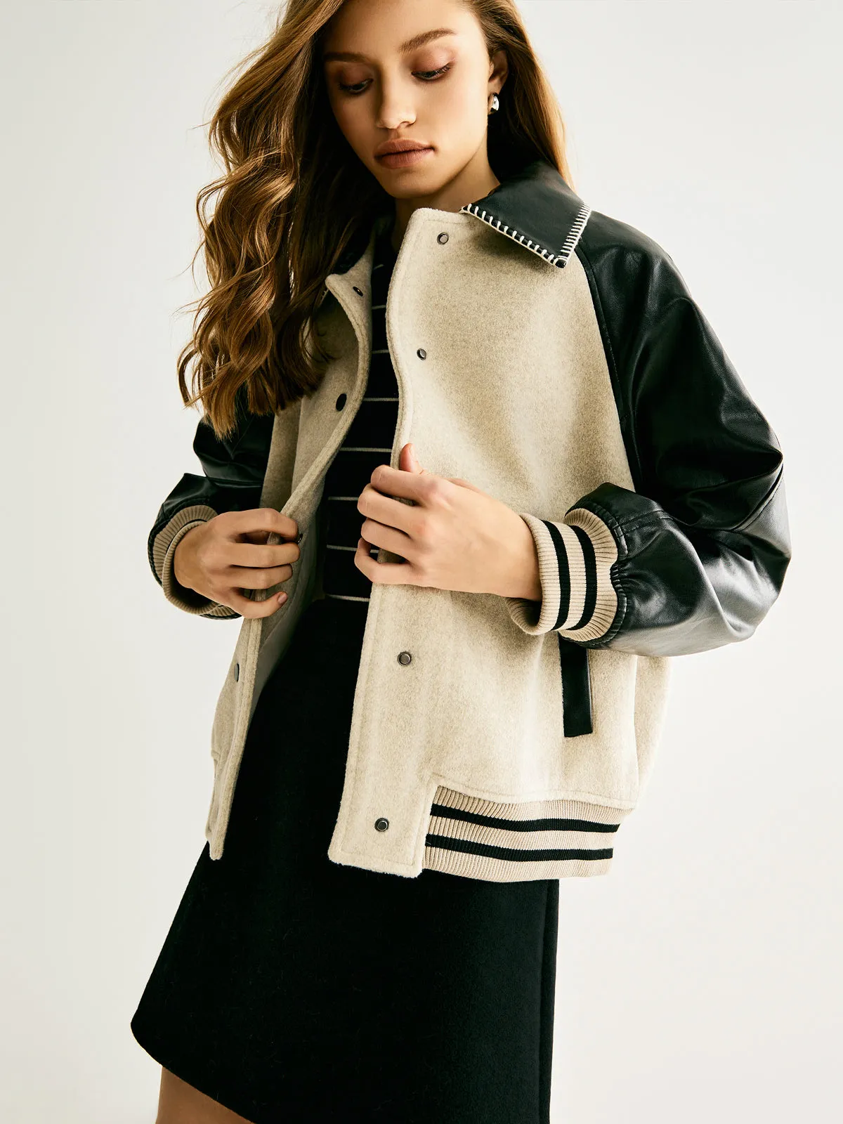 Athleisure Wool-Blend Panel Jacket sold by COMMENSE product image thumbnail 5