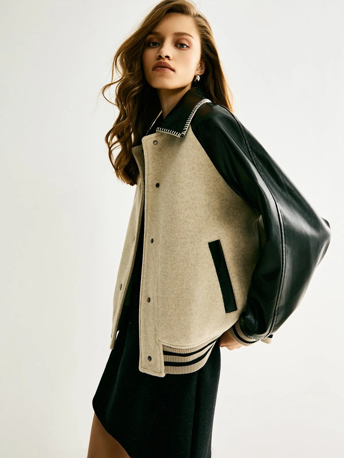 Athleisure Wool-Blend Panel Jacket sold by COMMENSE product image thumbnail 2