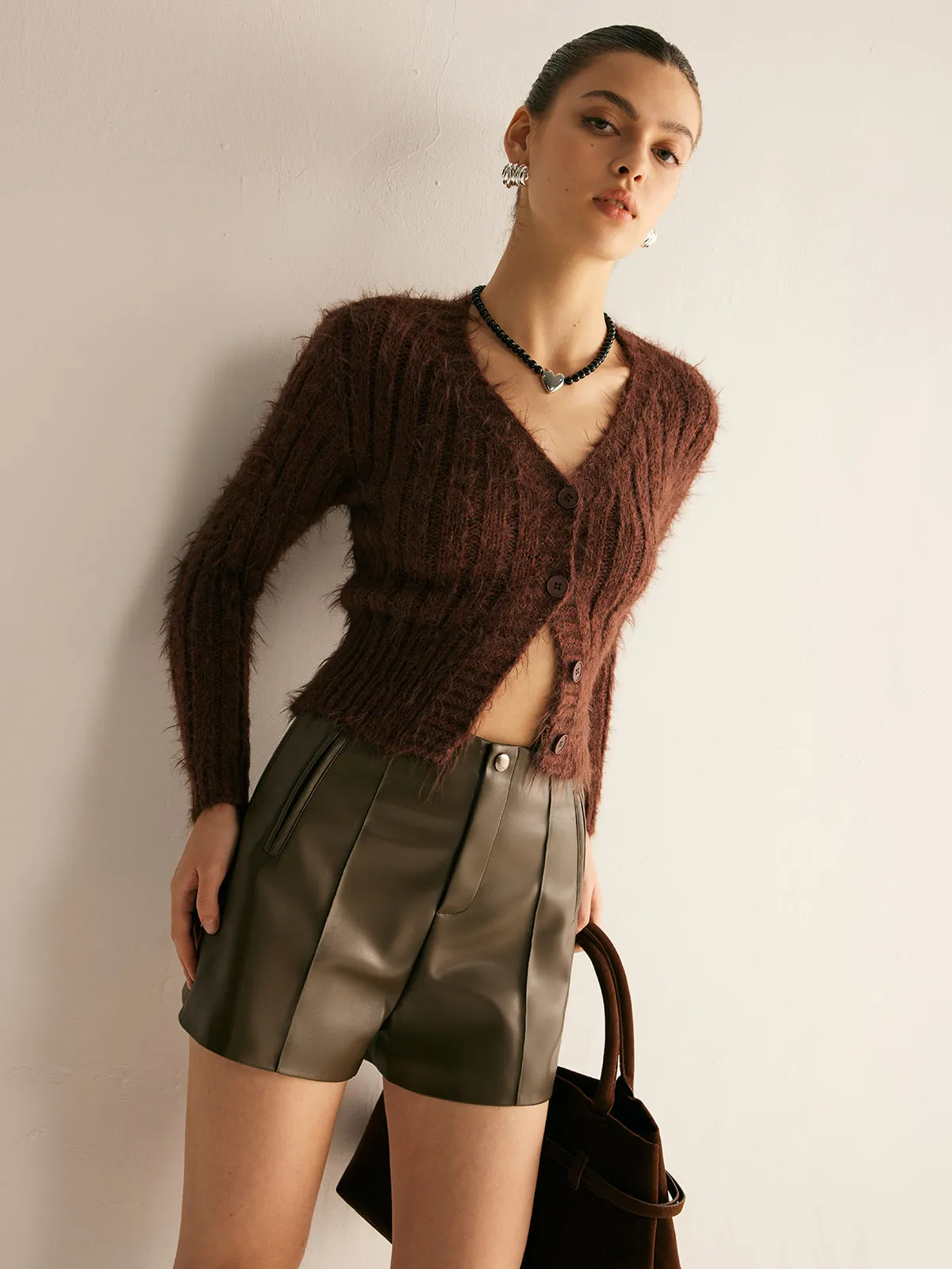 Fuzzy Button Petite Cardigan sold by COMMENSE product image thumbnail 5