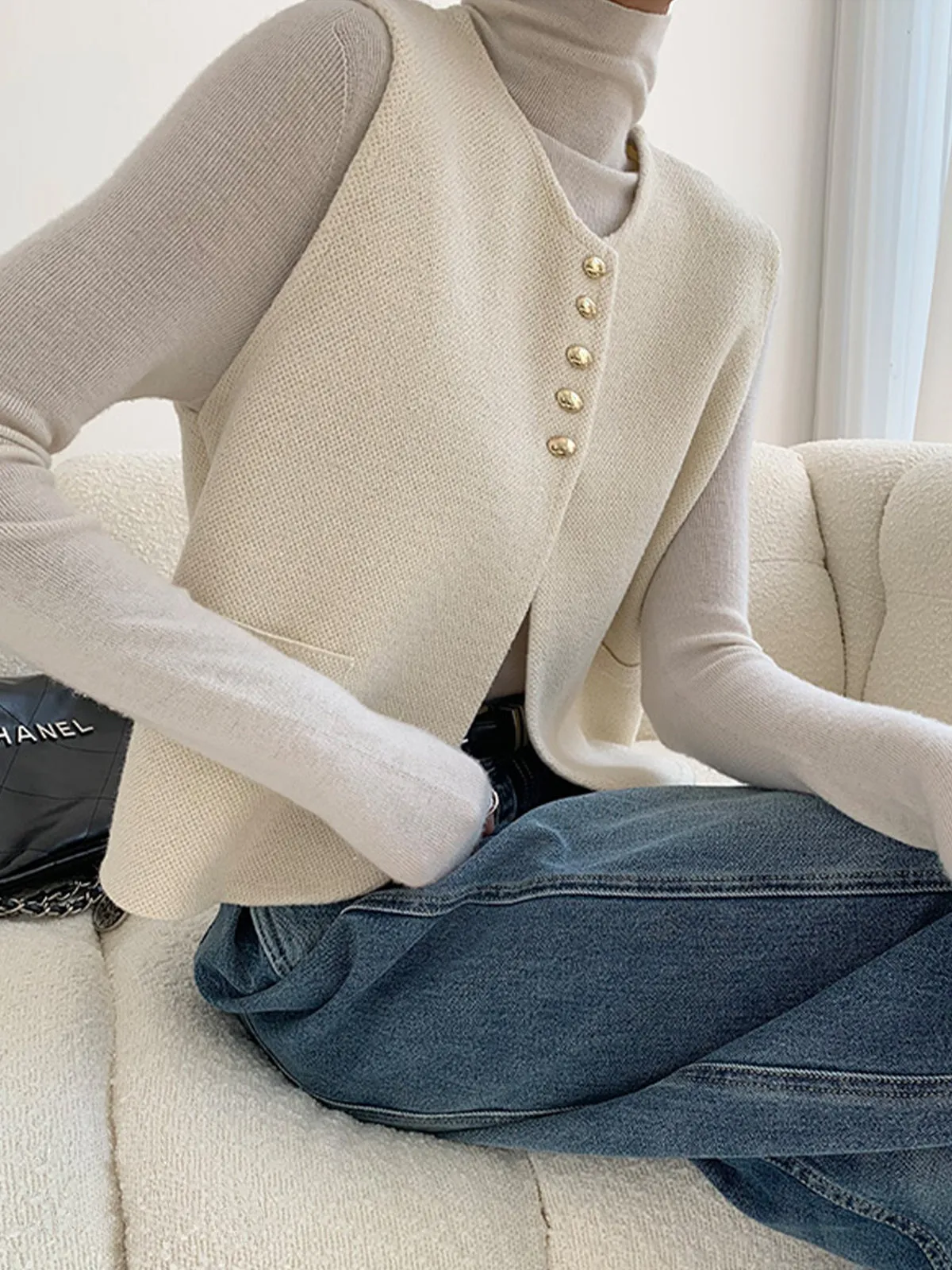 Elegant Split Sweater Vest sold by COMMENSE product image thumbnail 5