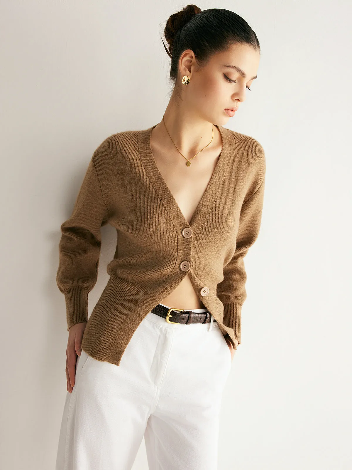 V-Neck Button Split Sweater sold by COMMENSE product image thumbnail 4