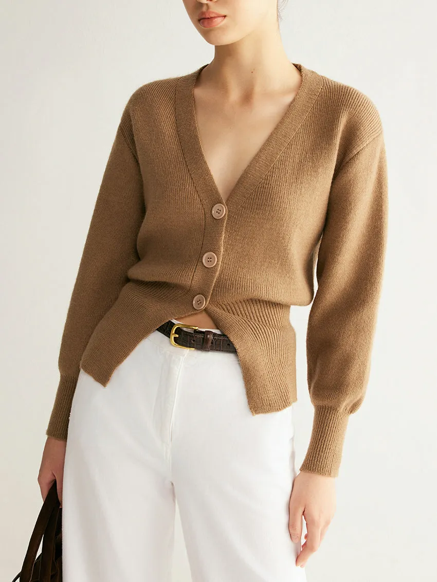 V-Neck Button Split Sweater sold by COMMENSE