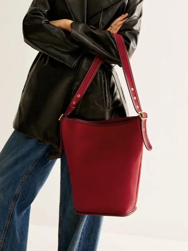 Adjustable Strap Suede Bucket Bag sold by COMMENSE