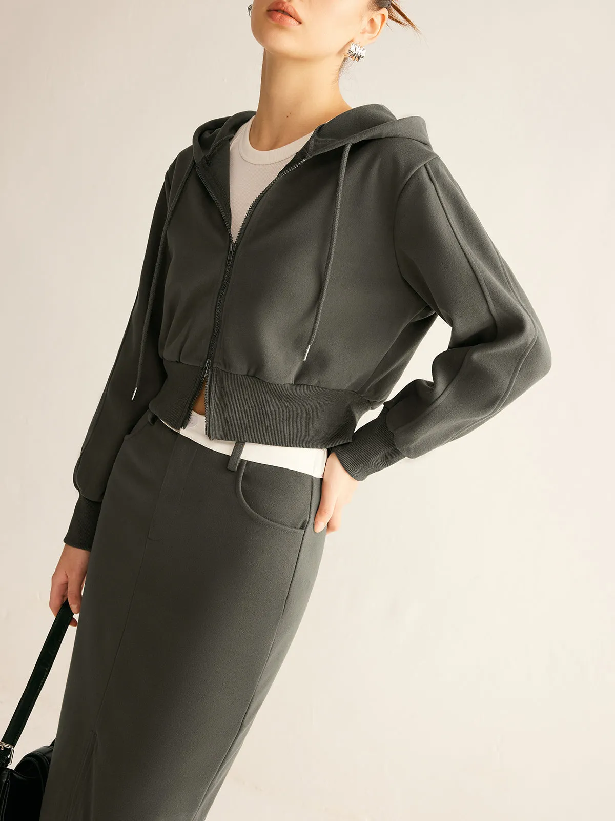 Athleisure Two-Way Zipper Hooded Jacket sold by COMMENSE