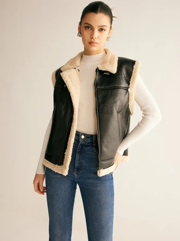 Teddy Lined PU Leather Vest sold by COMMENSE