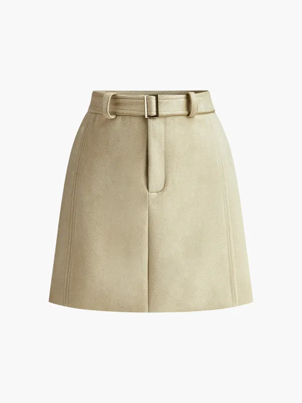 Belted Suede Mini Skirt sold by COMMENSE