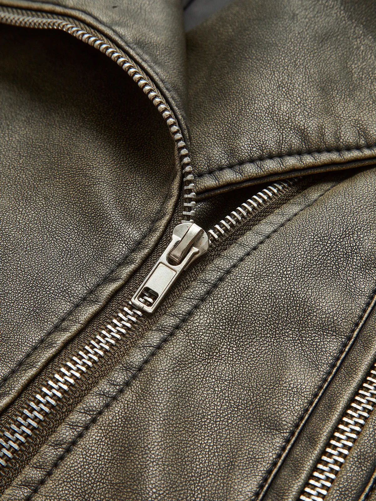 Asymmetrical Zipper Faux Leather Crop Jacket sold by COMMENSE product image thumbnail 3