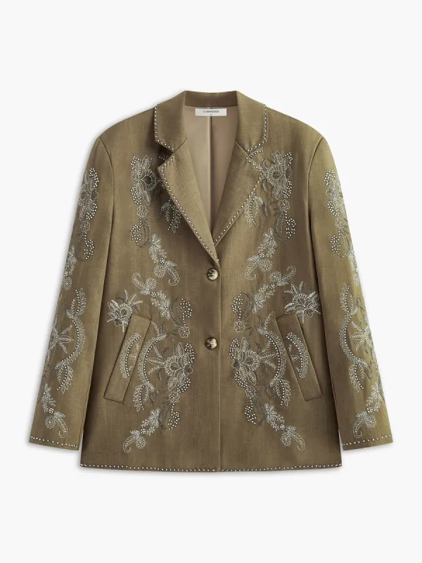 Boheme Embroidery Button Blazer sold by COMMENSE