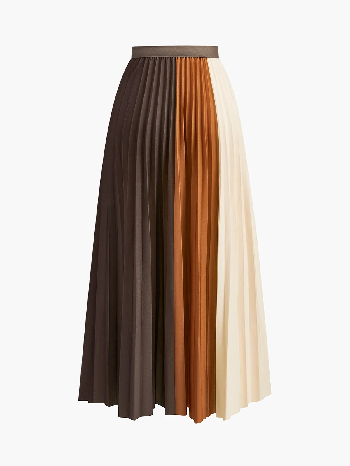 Color Block Pleated Skirt sold by COMMENSE product image thumbnail 3