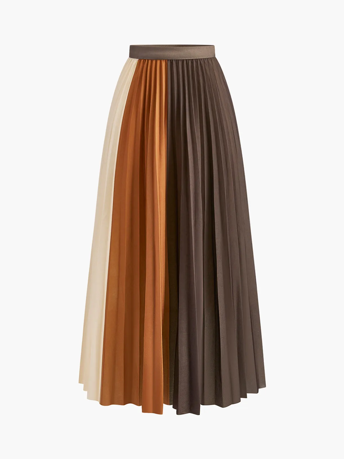 Color Block Pleated Skirt sold by COMMENSE