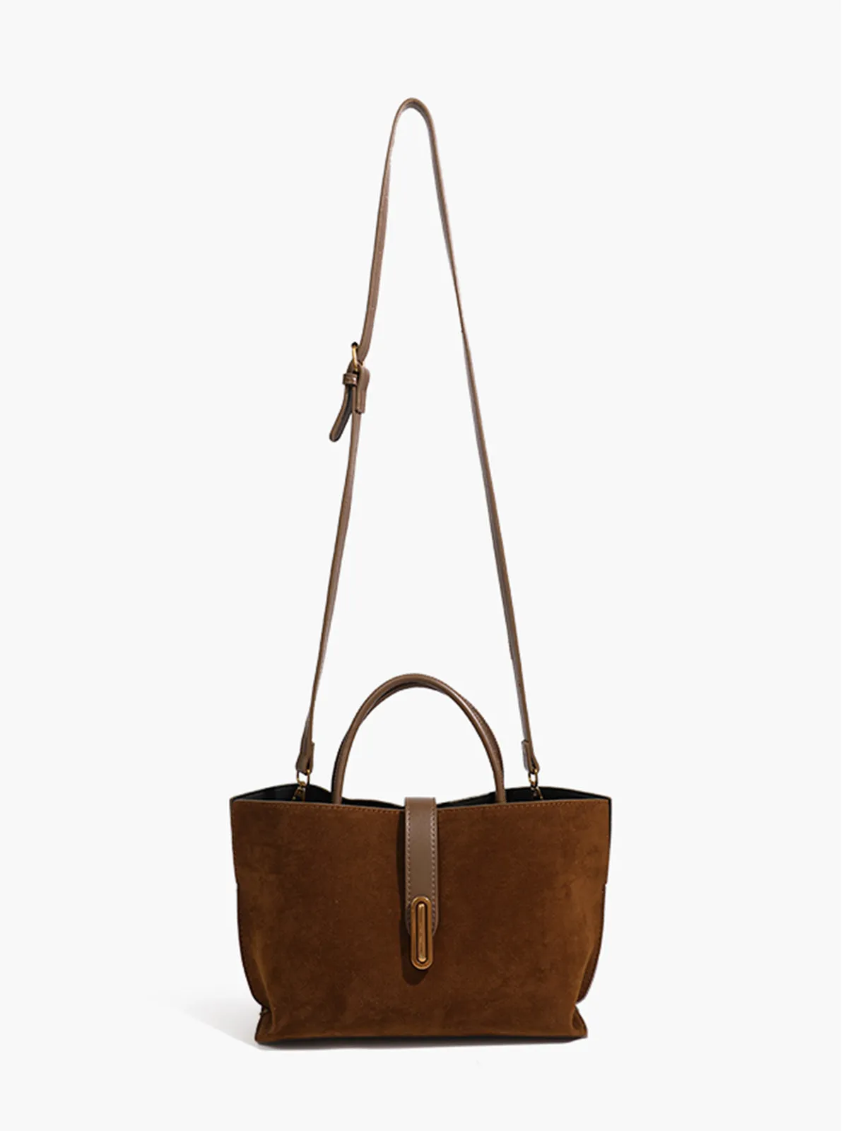 Top Handle Suede Compartment Bag sold by COMMENSE product image thumbnail 3