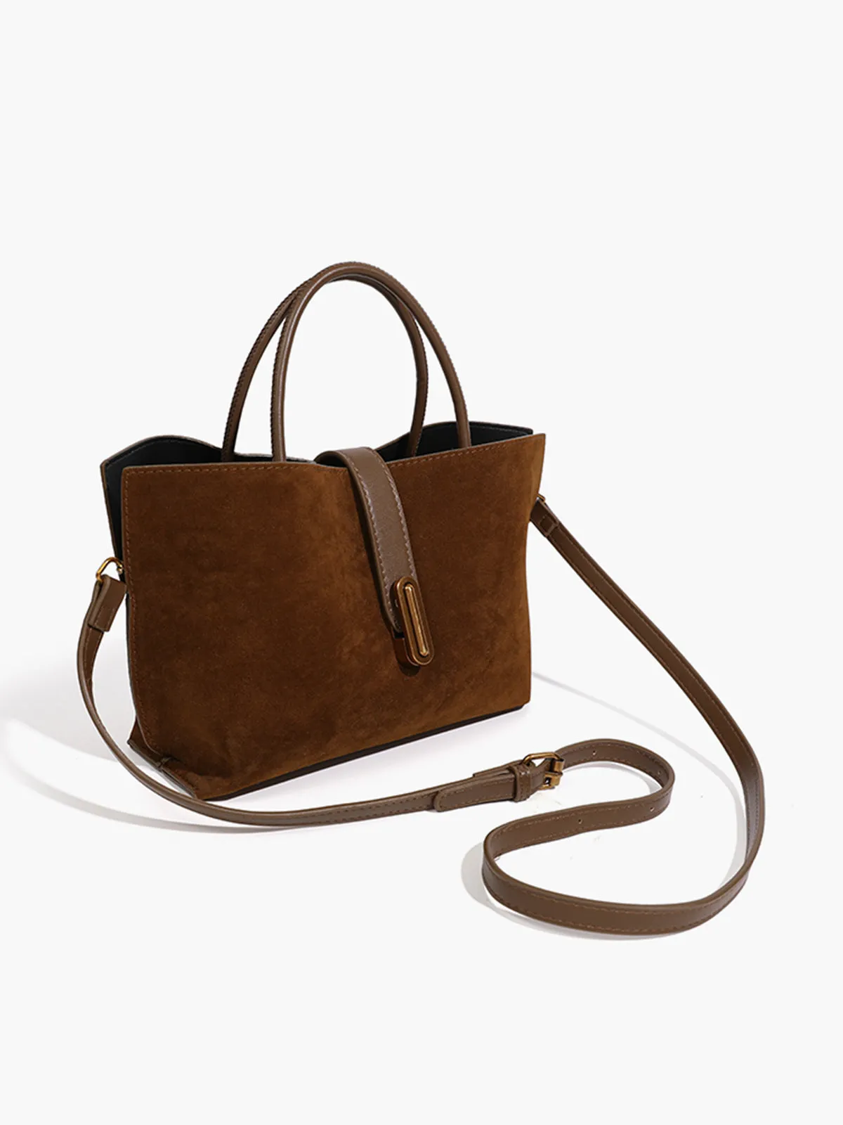 Top Handle Suede Compartment Bag sold by COMMENSE product image thumbnail 2