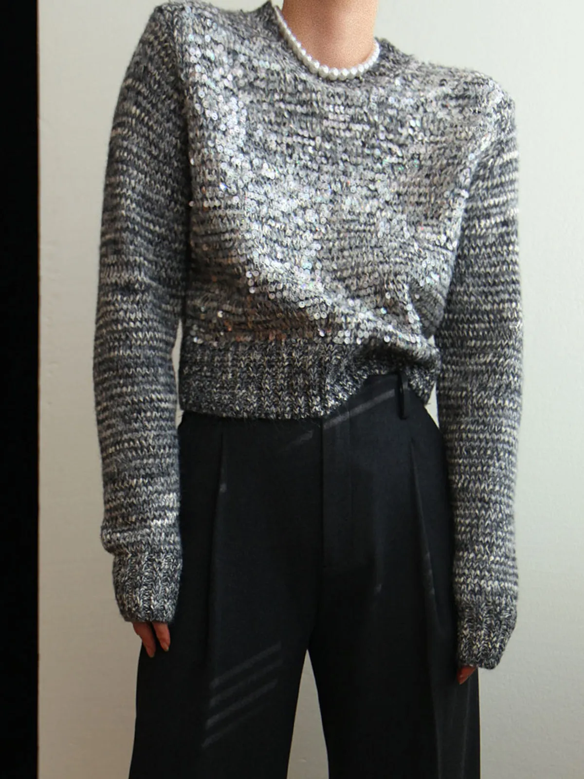 Round Neck Sequins Sweater sold by COMMENSE product image thumbnail 3