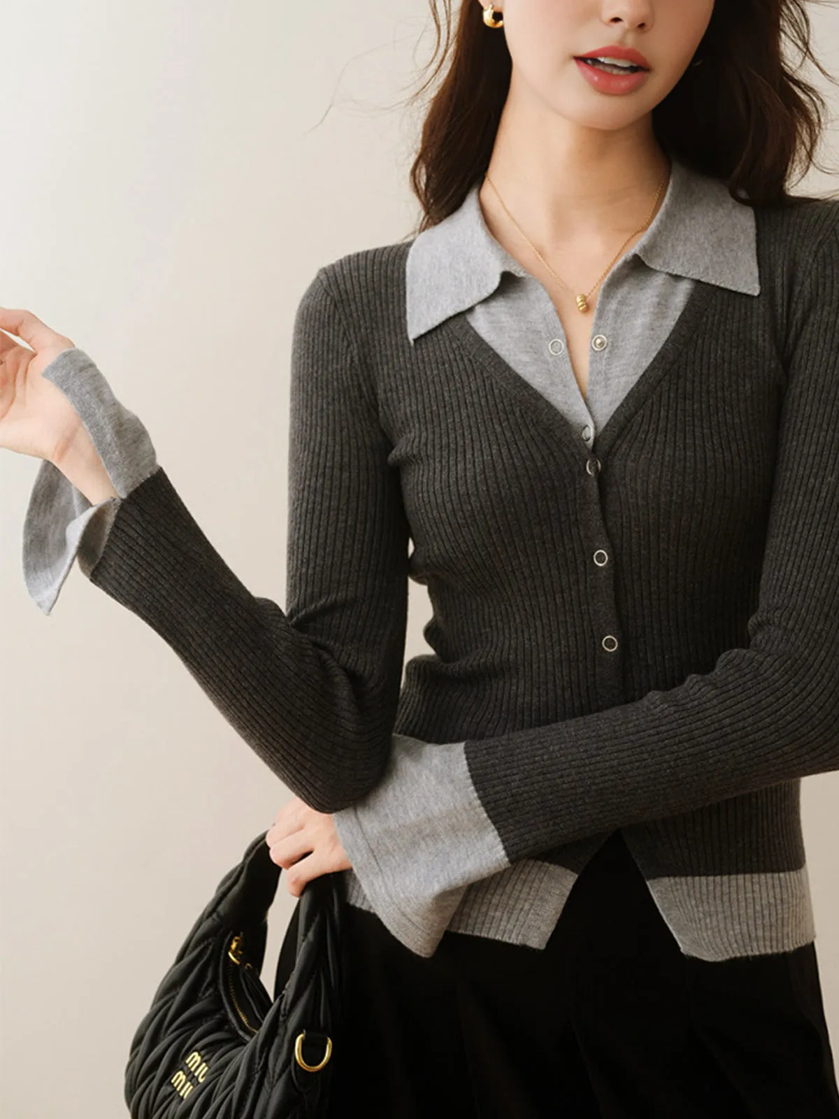 2 in 1 Color Block Knit Top sold by COMMENSE product image thumbnail 5