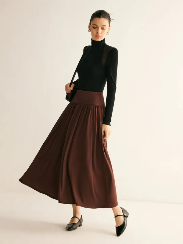 Pleated Jersey Midi Skirt sold by COMMENSE