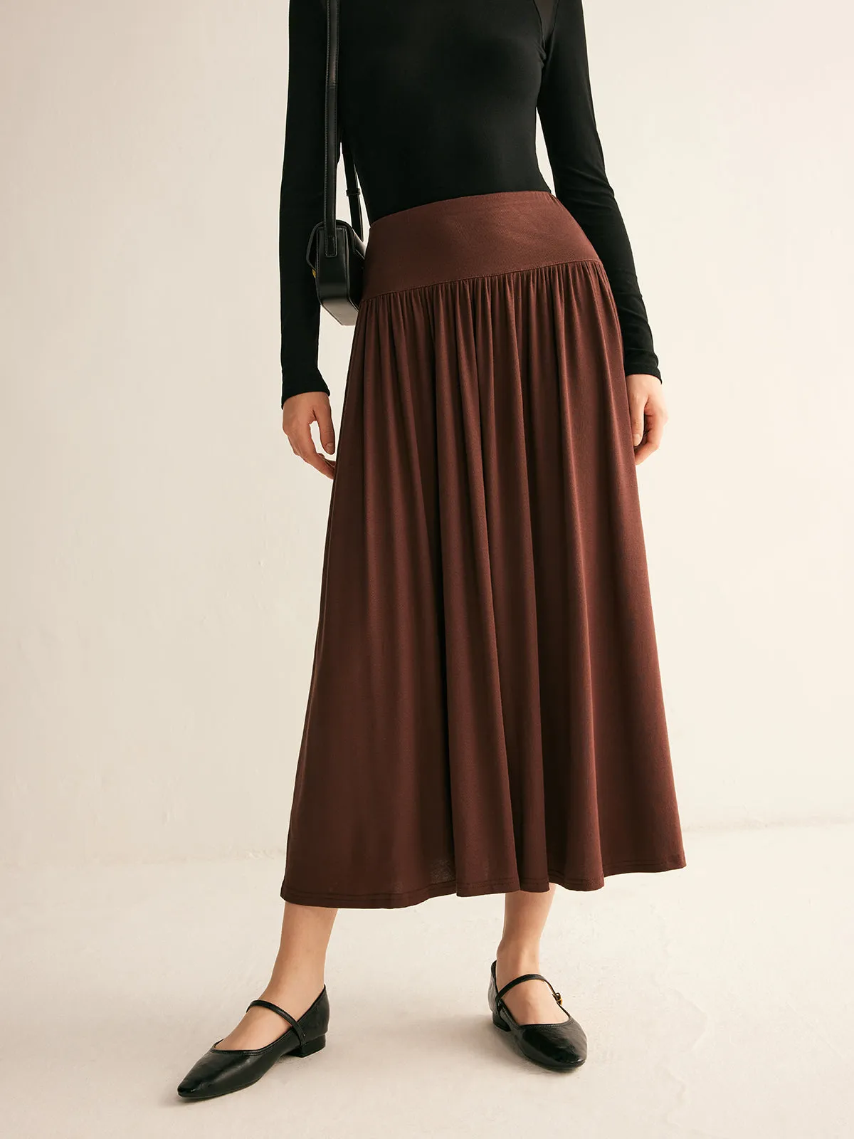 Pleated Jersey Midi Skirt sold by COMMENSE product image thumbnail 2
