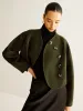 Asymmetrical Button Crop Tweed Coat sold by COMMENSE