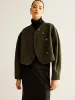 Asymmetrical Button Crop Tweed Coat sold by COMMENSE