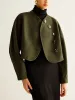 Asymmetrical Button Crop Tweed Coat sold by COMMENSE