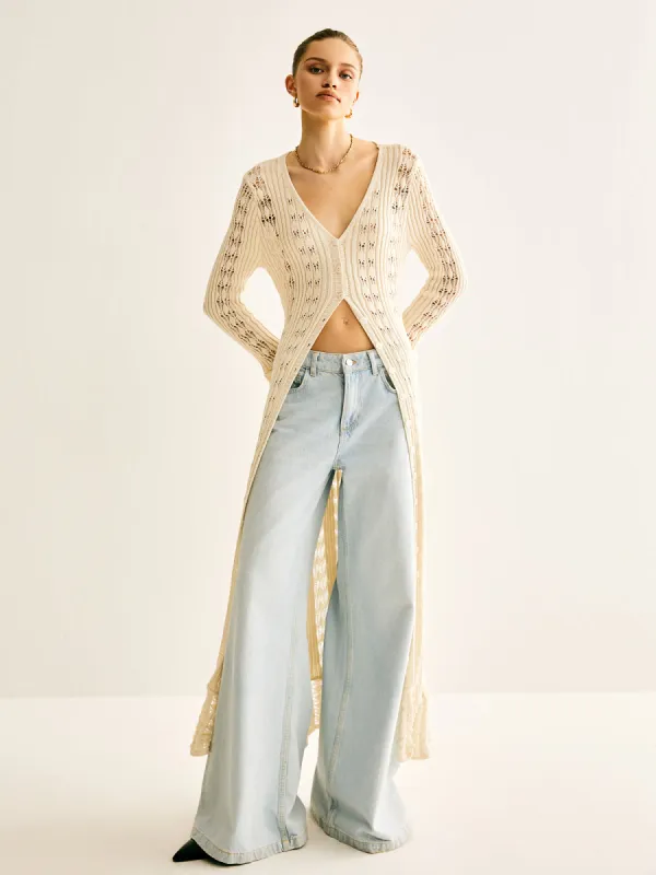 Hollow Breasted Sweater Long Dress sold by COMMENSE