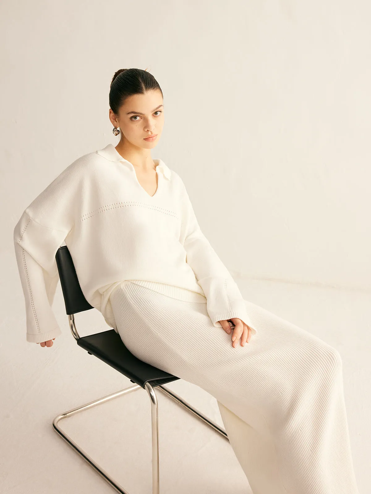 Minimalist Knit Midi Skirt Set sold by COMMENSE product image thumbnail 2