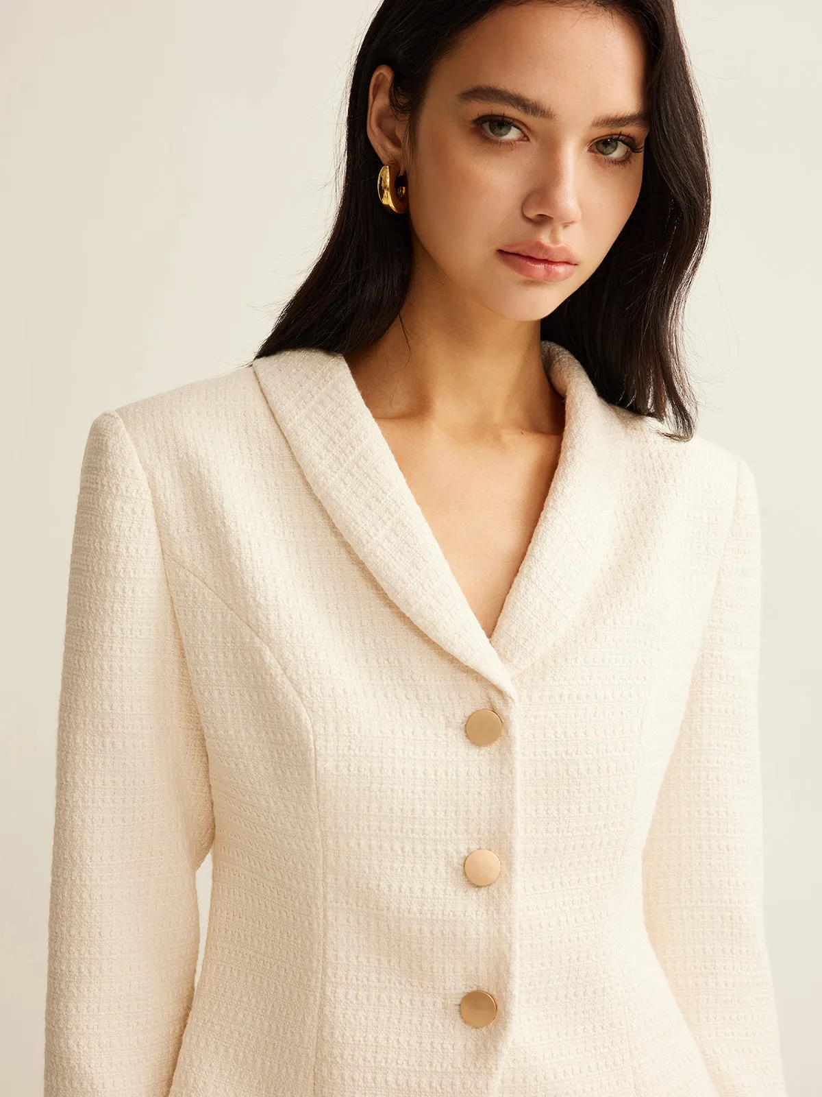 3/4 Length Sleeve Tweed Blazer sold by COMMENSE product image thumbnail 2