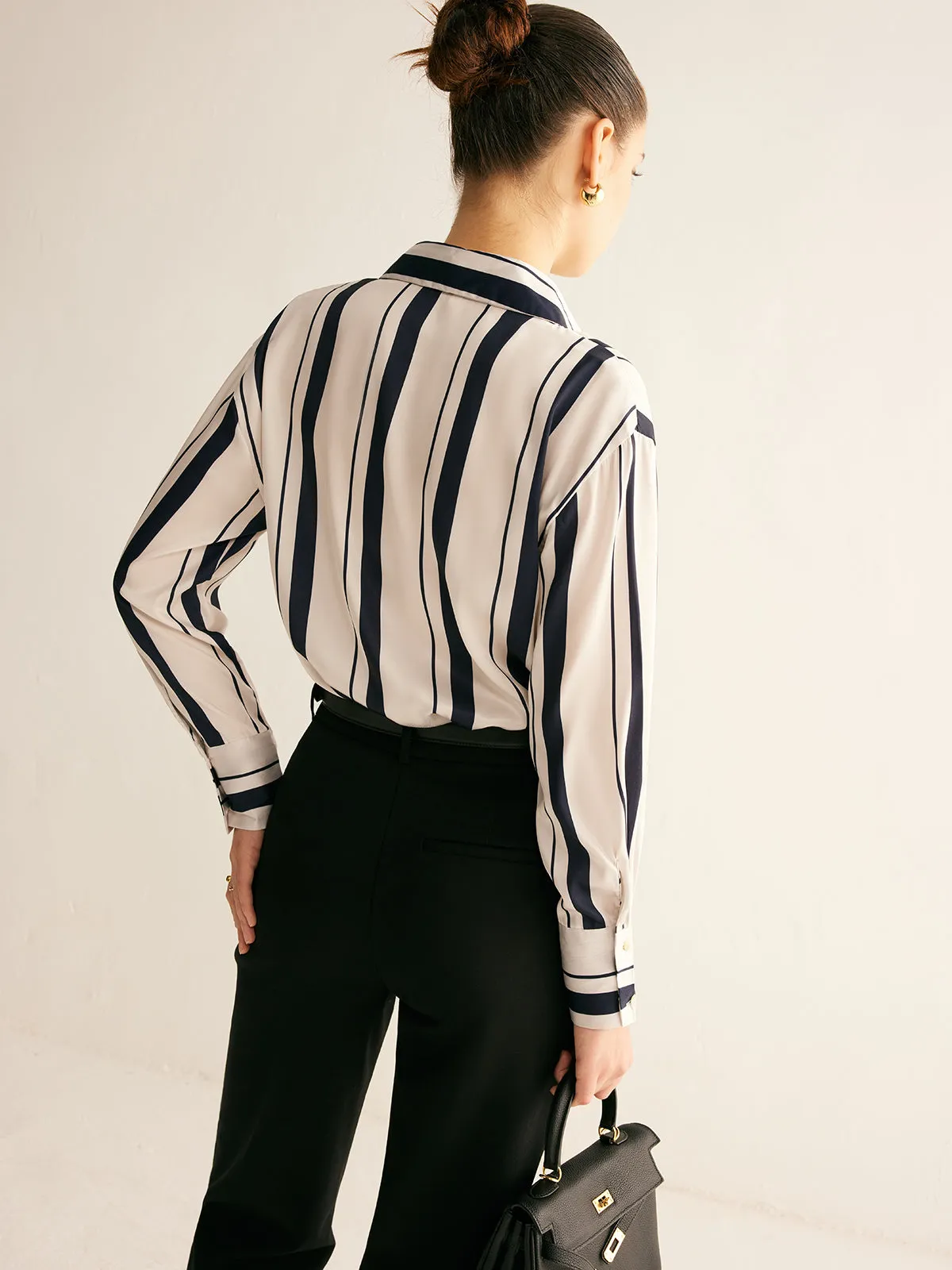 Pinstripe Lapel Thin Shirt sold by COMMENSE product image thumbnail 5