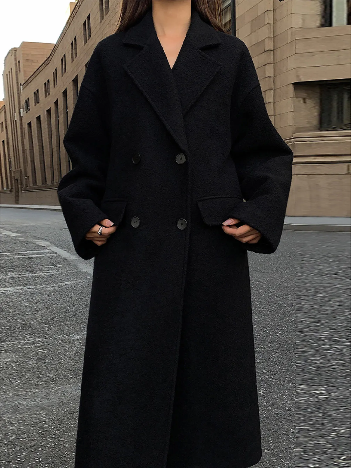 Wool-Blend Tweed Long Coat sold by COMMENSE product image thumbnail 2
