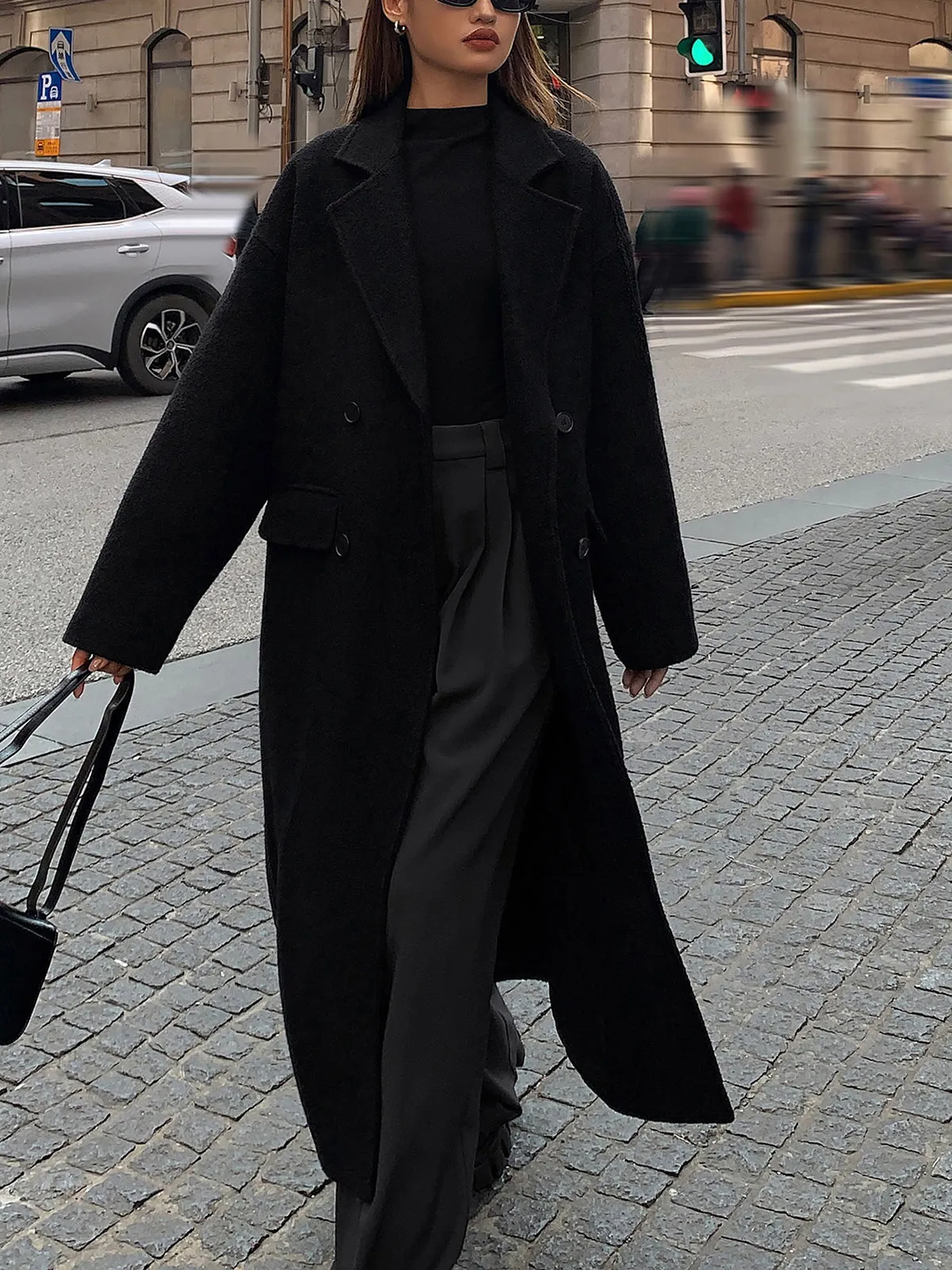 Wool-Blend Tweed Long Coat sold by COMMENSE product image thumbnail 4