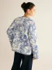 Boheme Printed Contrast Trim Winter Coat sold by COMMENSE